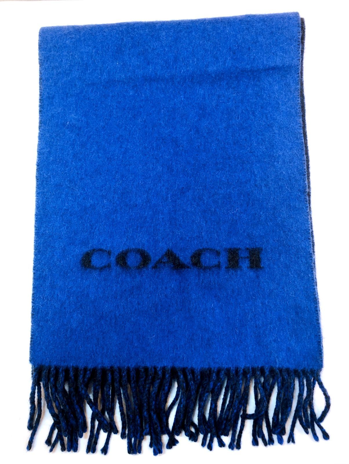 3385】☆新品同様☆ コーチ マフラー ネイビー×ブルー CA57398