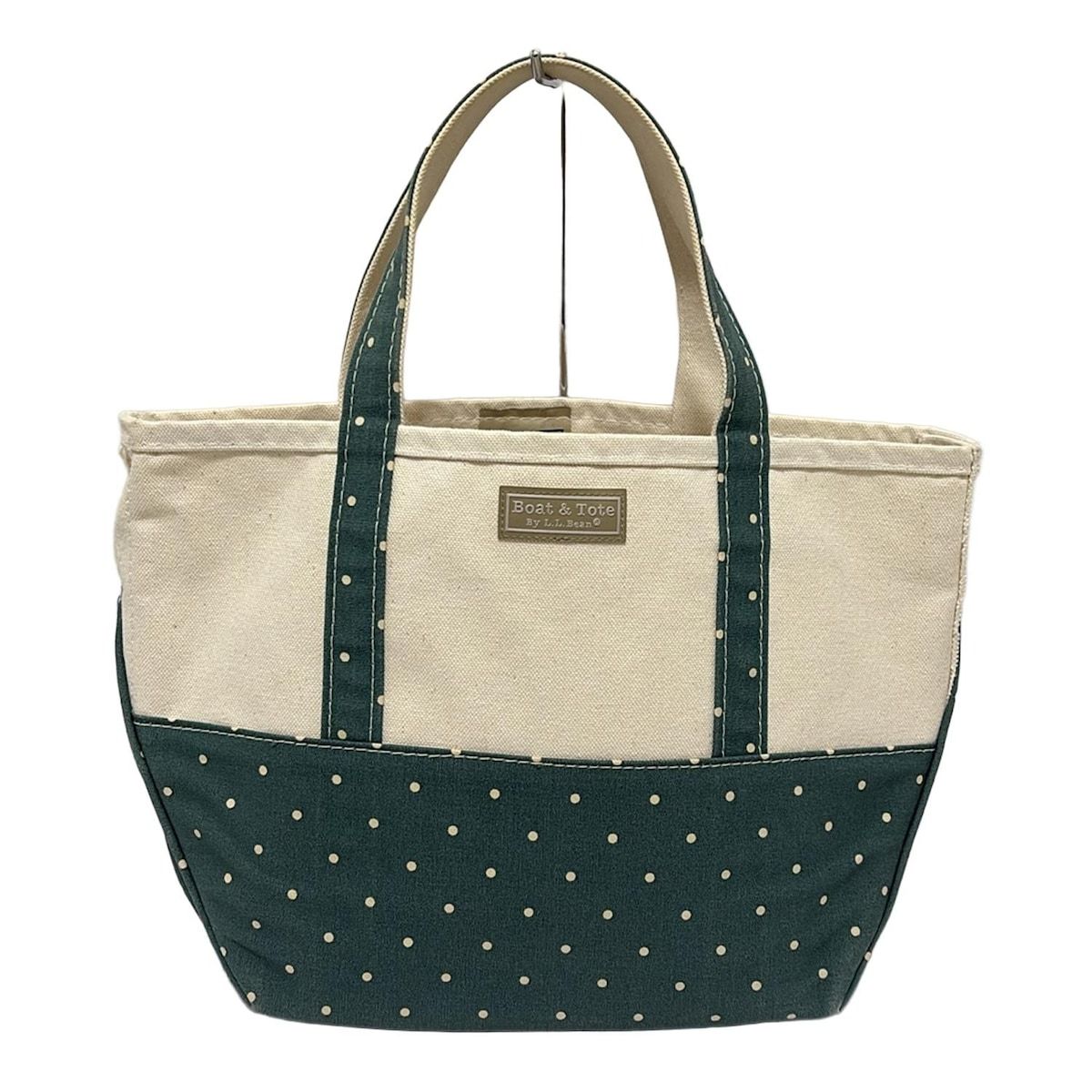 L Bean エルエルビーン トートバッグ ブルーグリーン 白 ドット柄