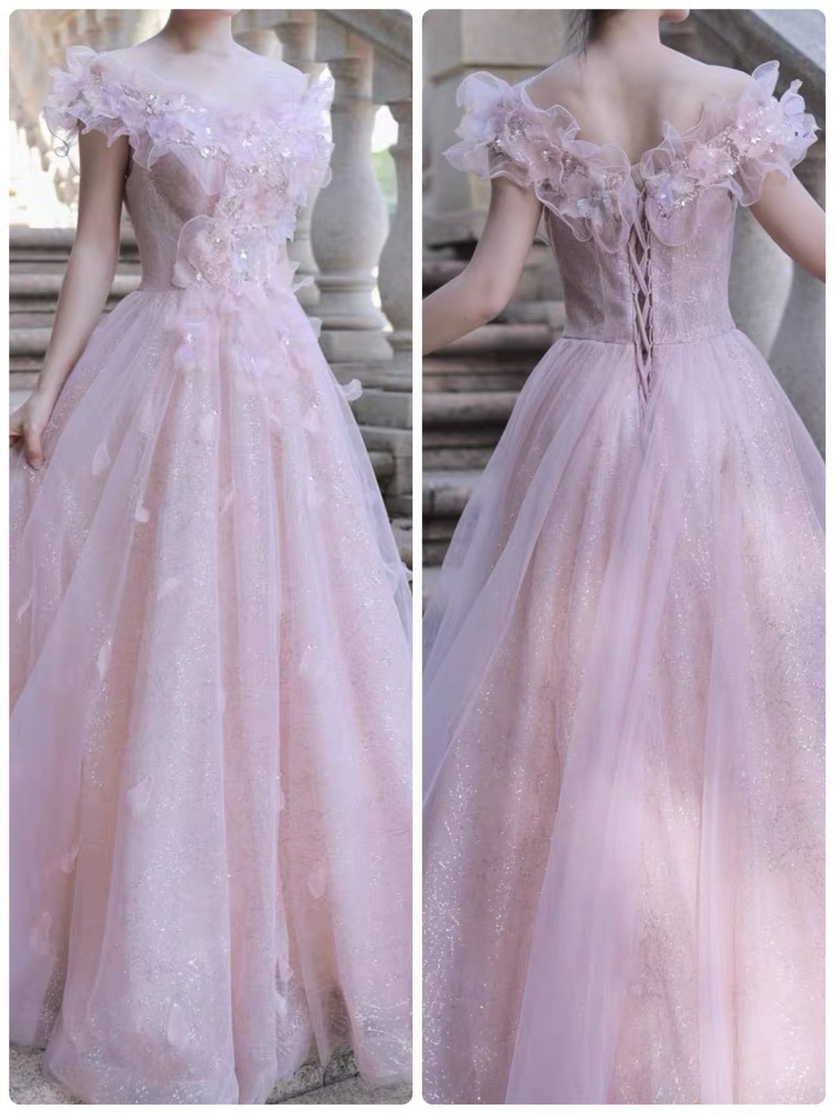 花柄 ピンク ビスチェ フラワー ウェディング 結婚式 カラードレス