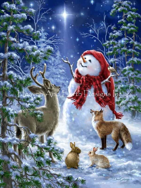 Dona Gelsinger クロスステッチ 図案 刺しゅう チャート 【 Heaven And Nature Sing 】 Heaven And Earth Designs 上級者 全面刺し HAED クリスマス スノーマン 雪だるま