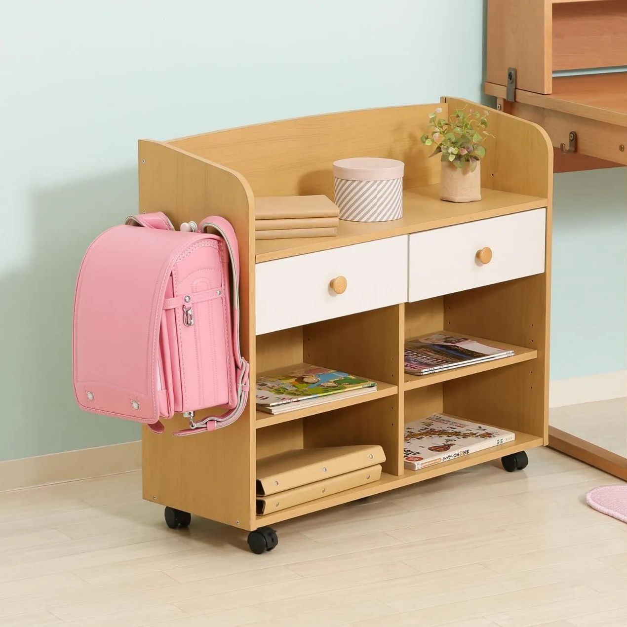 木製 ランドセルラック 幅82 cm 子供部屋 勉強道具 収納家具 キッズ家具 子供用家具