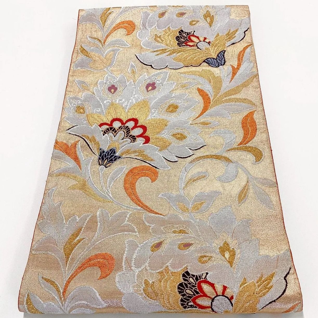 6271］袋帯 花唐草文様 金銀糸 六通 正絹 着物 フォーマル - メルカリ