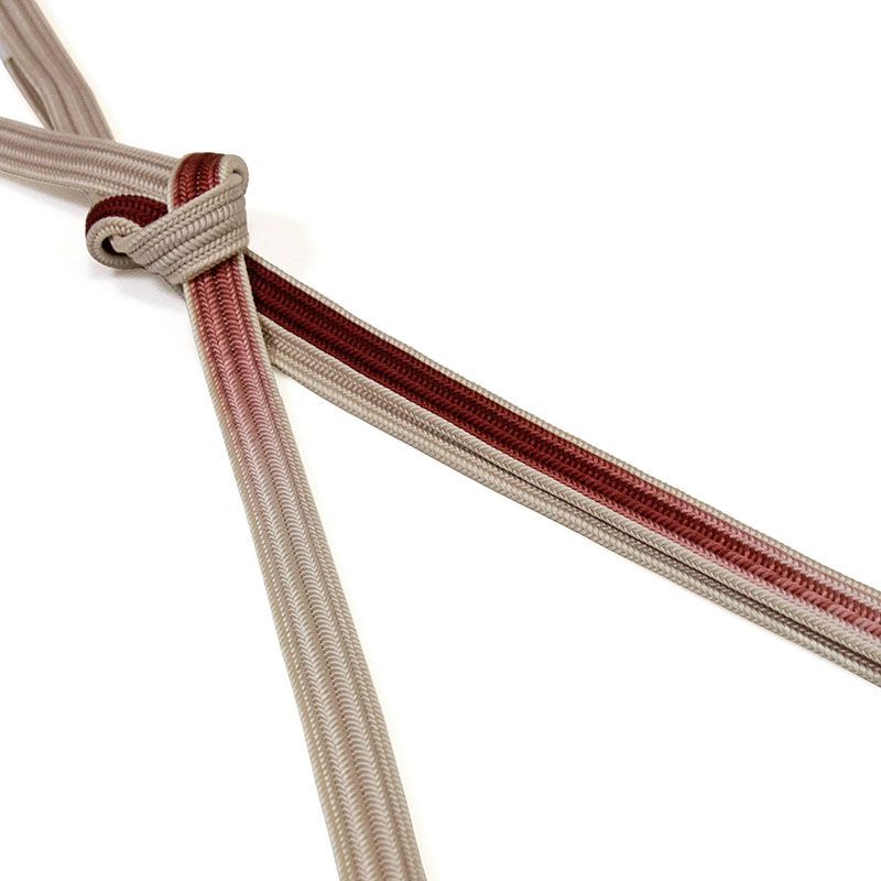 帯締め綾竹組ぼかし撚房 練色×赤銅色
