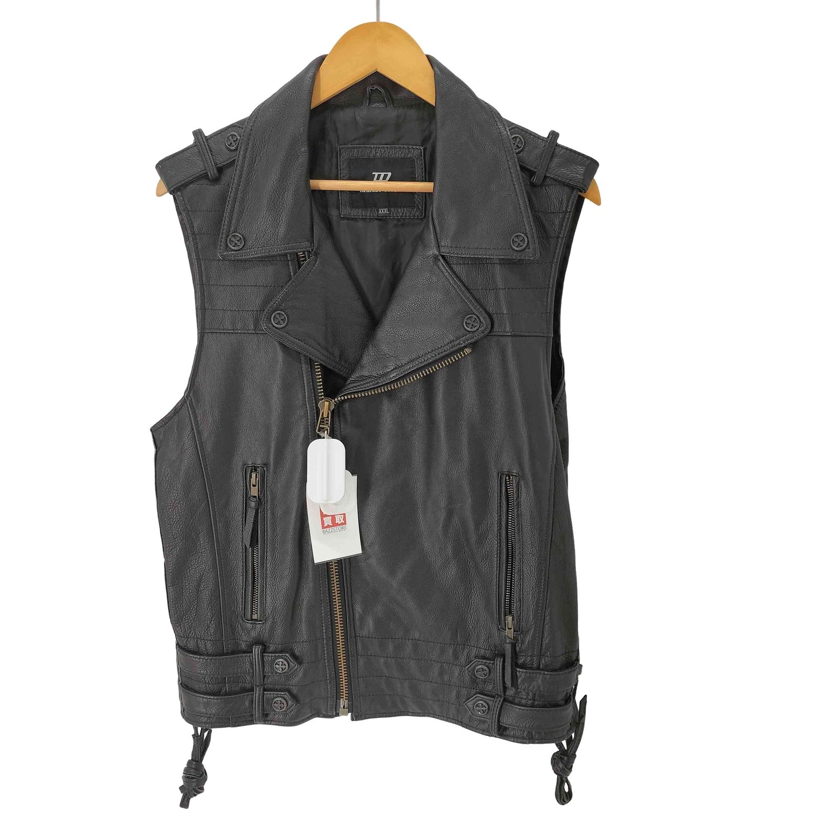 ユーズドフルギ 古着 HARLEY-ANGEL 牛革 ダブルライダース レザーベスト メンズ XXXL