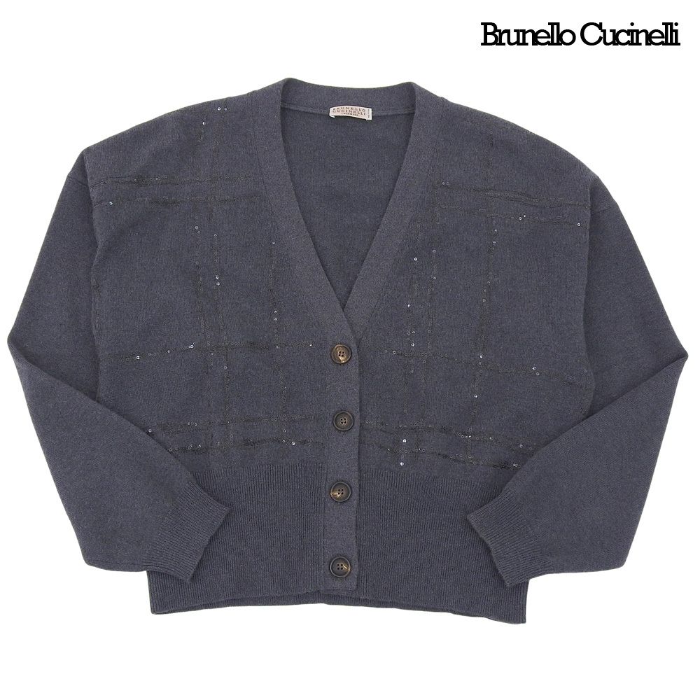 超 ブルネロクチネリ Brunello Cucinelli 商品 スパンコール ビジュー カシミヤウール ニット カーディガン S レディース オフィス 旅 程