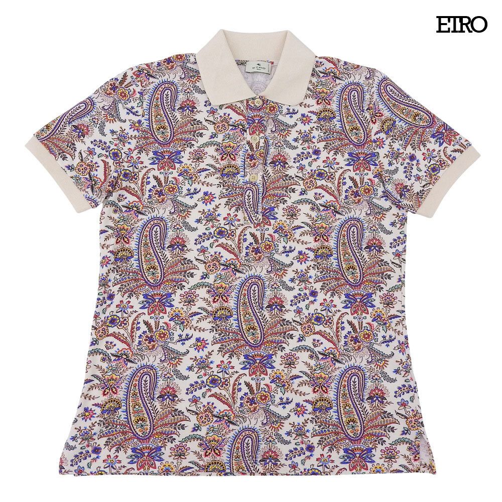 超 エトロ ETRO 商品 ペイズリー ボタニカル 柄 ポロシャツ レディース 40