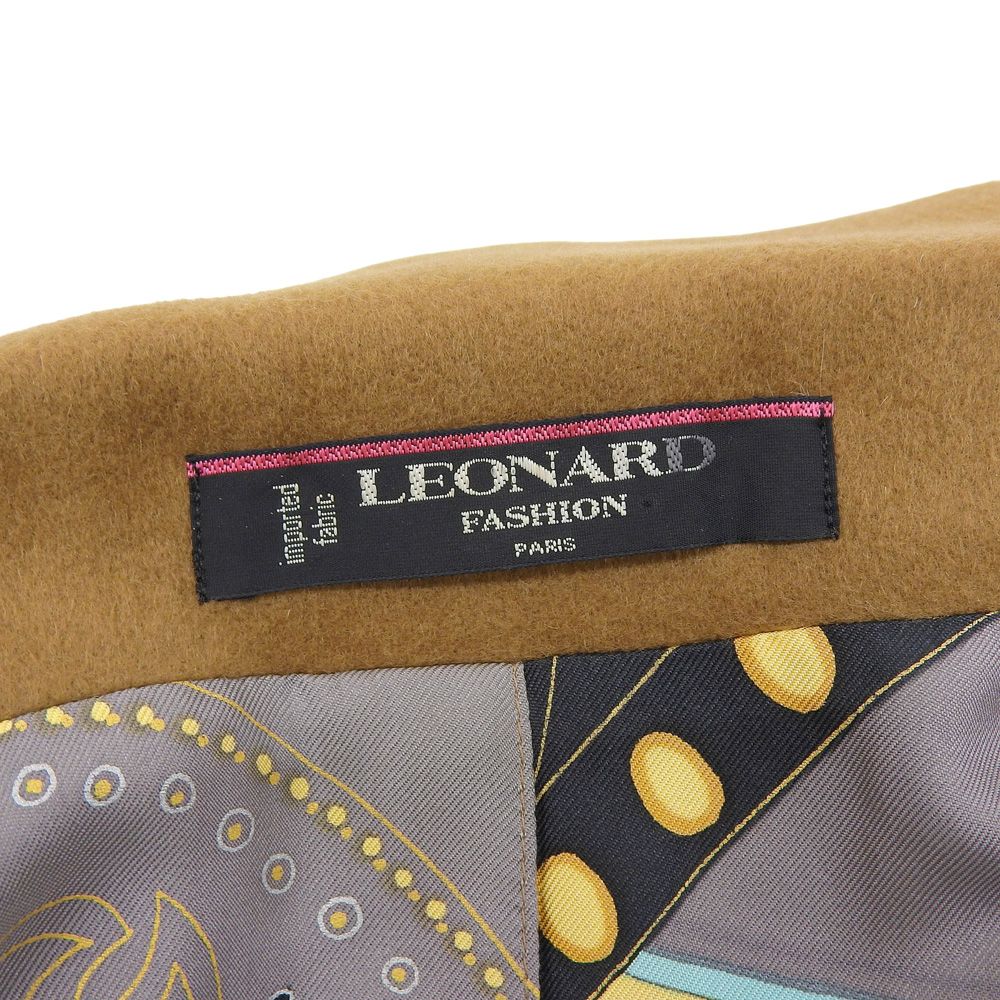 美品 レオナール LEONARD 裏地シルク スカーフ柄 カシミア チェスター