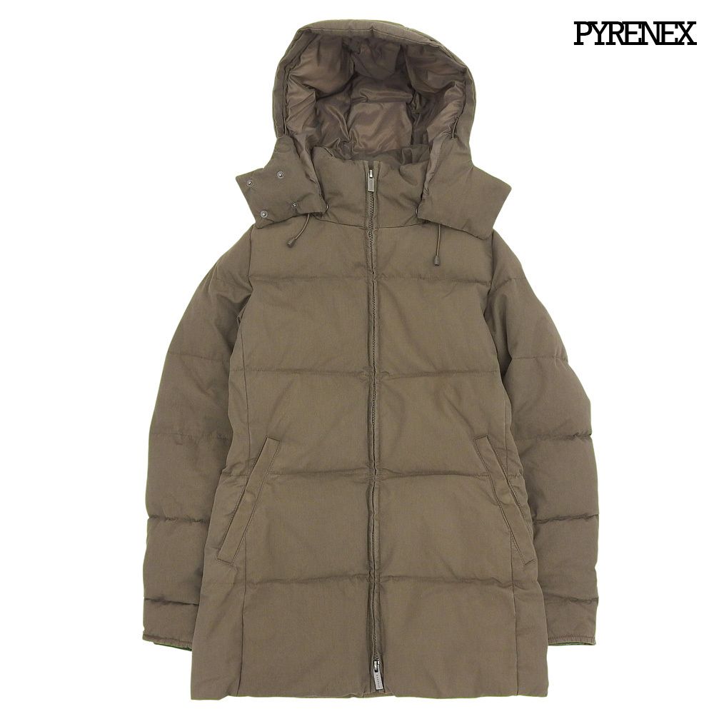 超 ピレネックス Pyrenex 2020年 LILLE コットンナイロン フーデッド フェザーダウン コート ジャケット 36 カーキ レディース アウトドア 旅