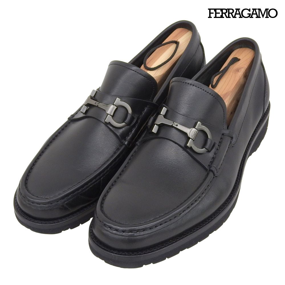 フェラガモ Salvatore Ferragamo タグ 13446 ホースビット ボックスカーフレザー ローファー ドレスシューズ 7.5 2 E 25.5-26 cm メンズ ビジネス 旅