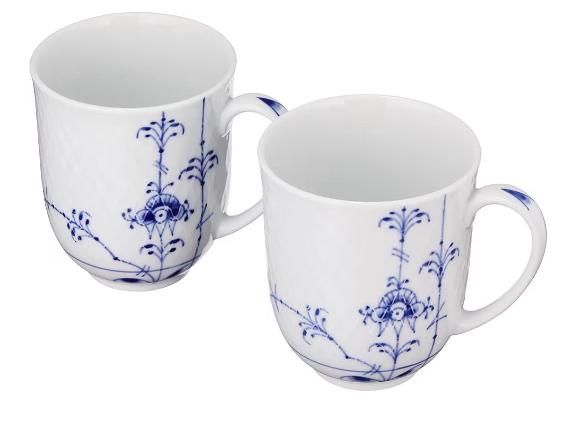 161 ロイヤルコペンハーゲン ブルーパルメッテ ペア マグカップ 280 mとスプーンセット