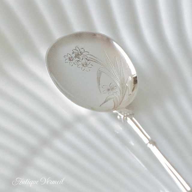 フランス銀器 ピュイフォルカ ジャポニズム アイスクリーム・スプーン