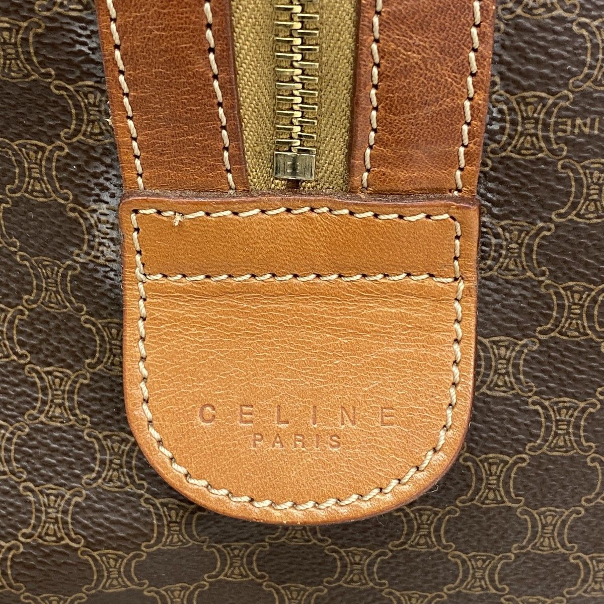  5 pc 3975-k セリーヌ ボストンバッグ マカダム PVC ブラウン ゴールド金具 レディース ボストンバッグ 旅行用バッグ バッグ