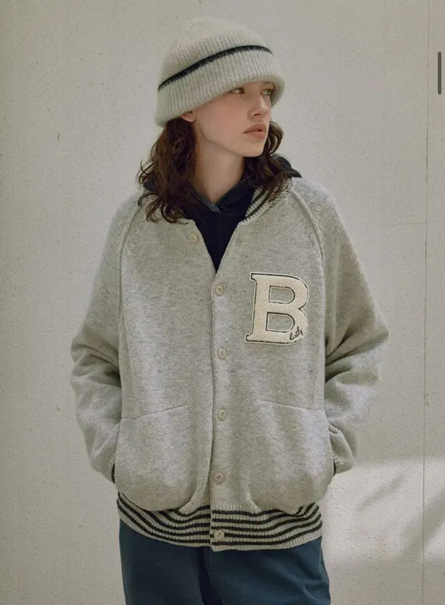 니틀리 knitly KNIT VARSITY CARDIGAN ニットカーディガン