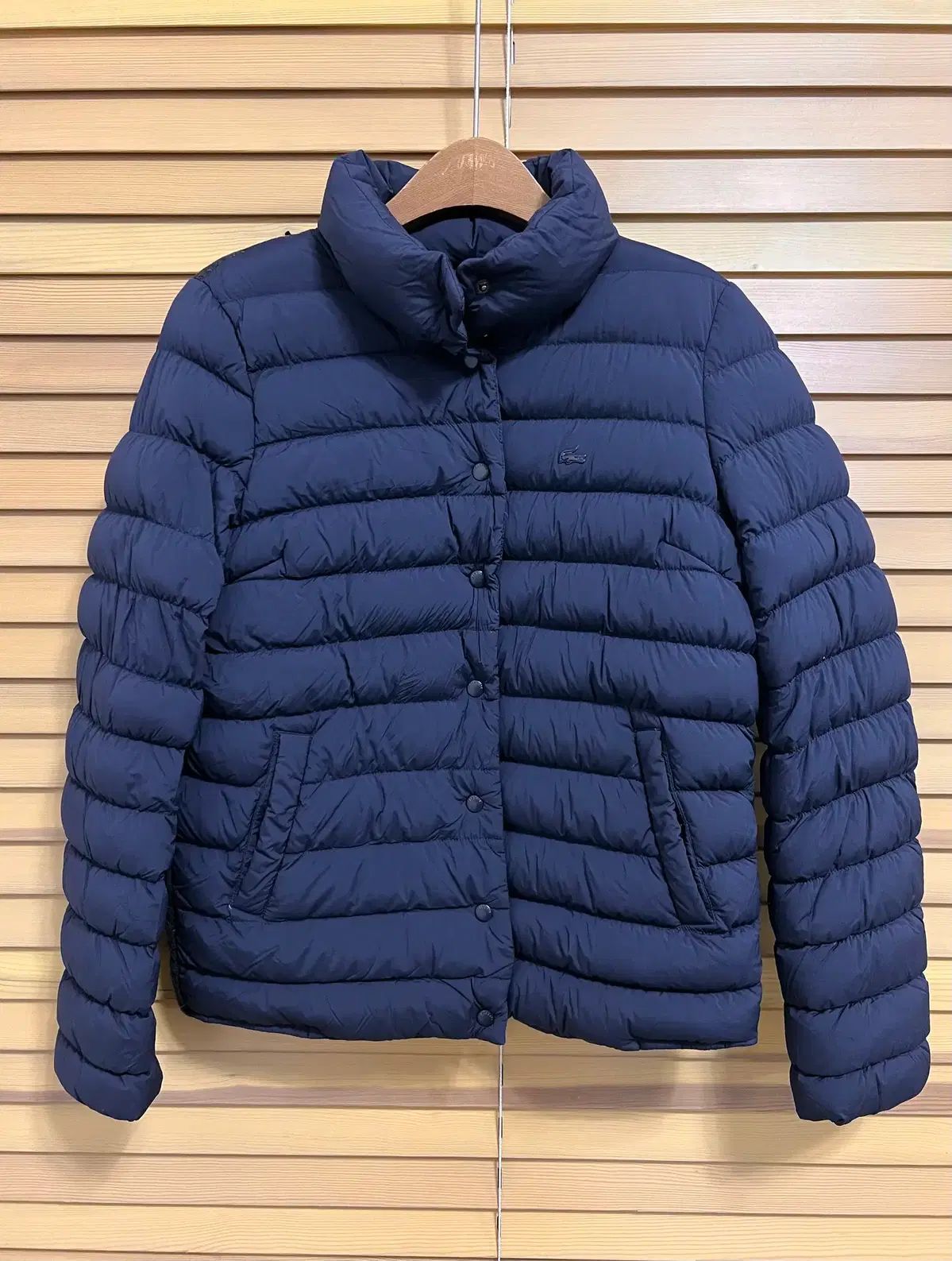 LACOSTE ラコステ レディース ネイビー グースダウン ダウンジャケット ウール バイ 34