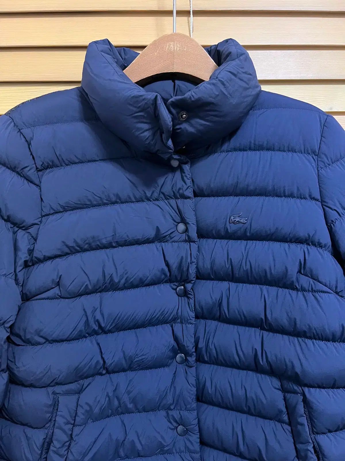 LACOSTE ラコステ レディース ネイビー グースダウン ダウンジャケット ウール バイ 34