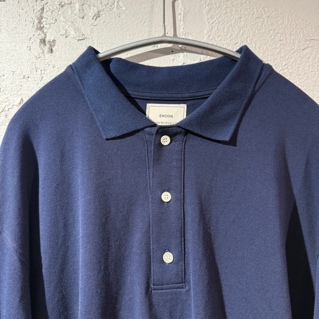 EVCON エビコン 24 AW Polo L S Shirts 長袖ポロシャツ 243 91101 ネイビー size 3 表参道A 12 ジャストフィット ポロシャツ 