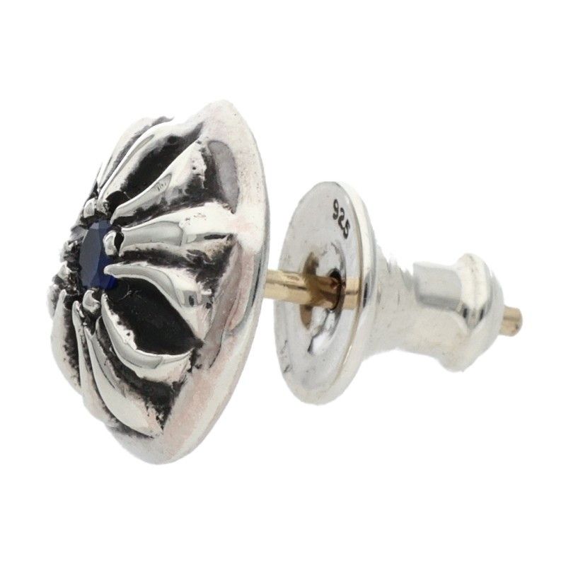 クロムハーツ STUD CRSBLL SAP クロスボールスタッド 1サファイア シルバーピアス メンズ その他 アクセサリー メンズ