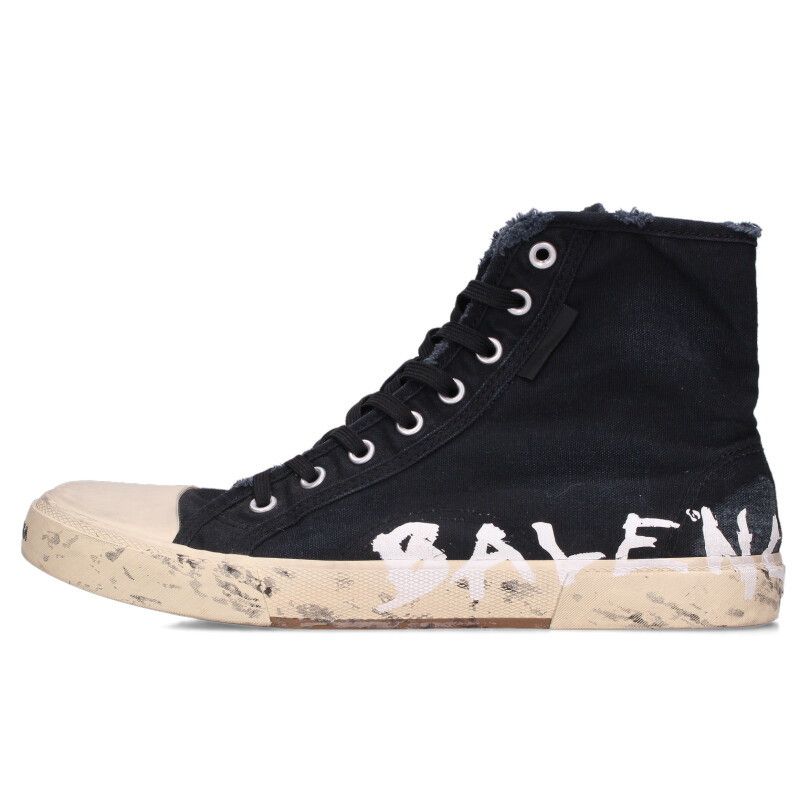 バレンシアガ PARIS HIGH TOP グラフィティプリントキャンバススニーカー メンズ 45
