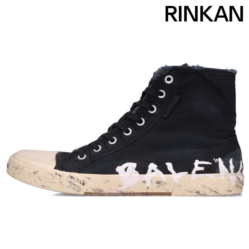 バレンシアガ PARIS HIGH TOP グラフィティプリントキャンバススニーカー メンズ 45