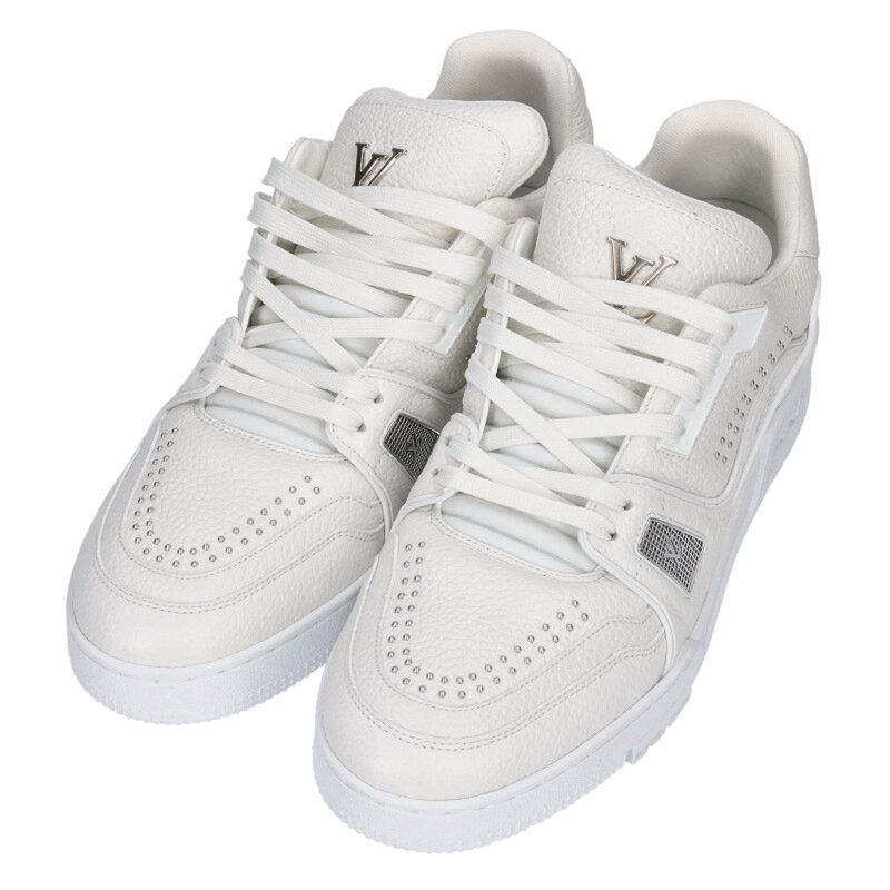 ライン メタル装飾レザーローカットスニーカー