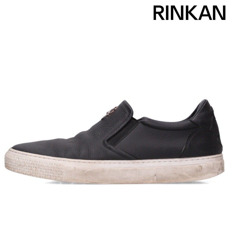 クロムハーツ SLIP ON BLK CALF スリッポン CHプラスレザーパッチダガー付レザースニーカー メンズ 43