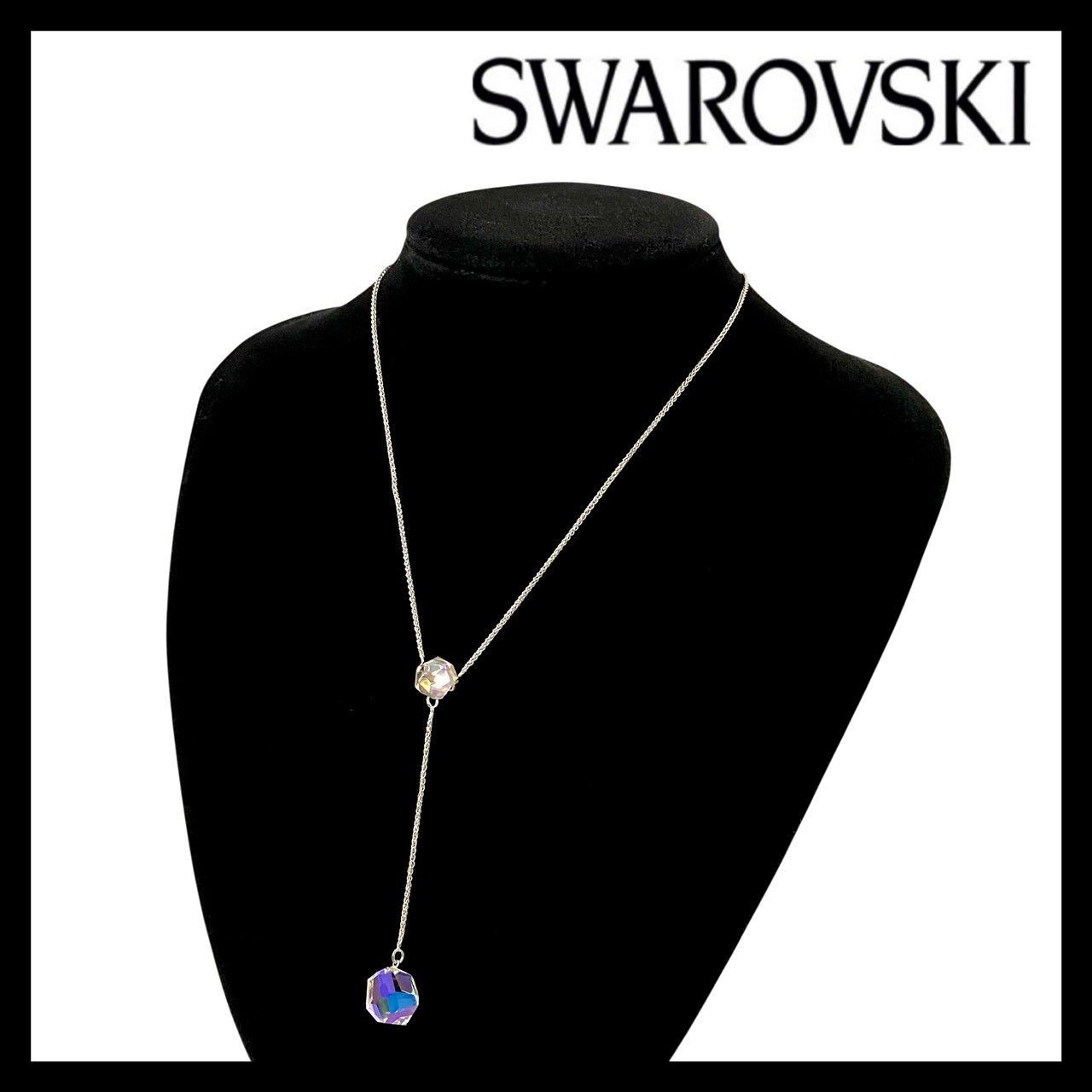 M【SWAROVSKI】 ネックレス クリスタル シルバーカラー 多面カット型
