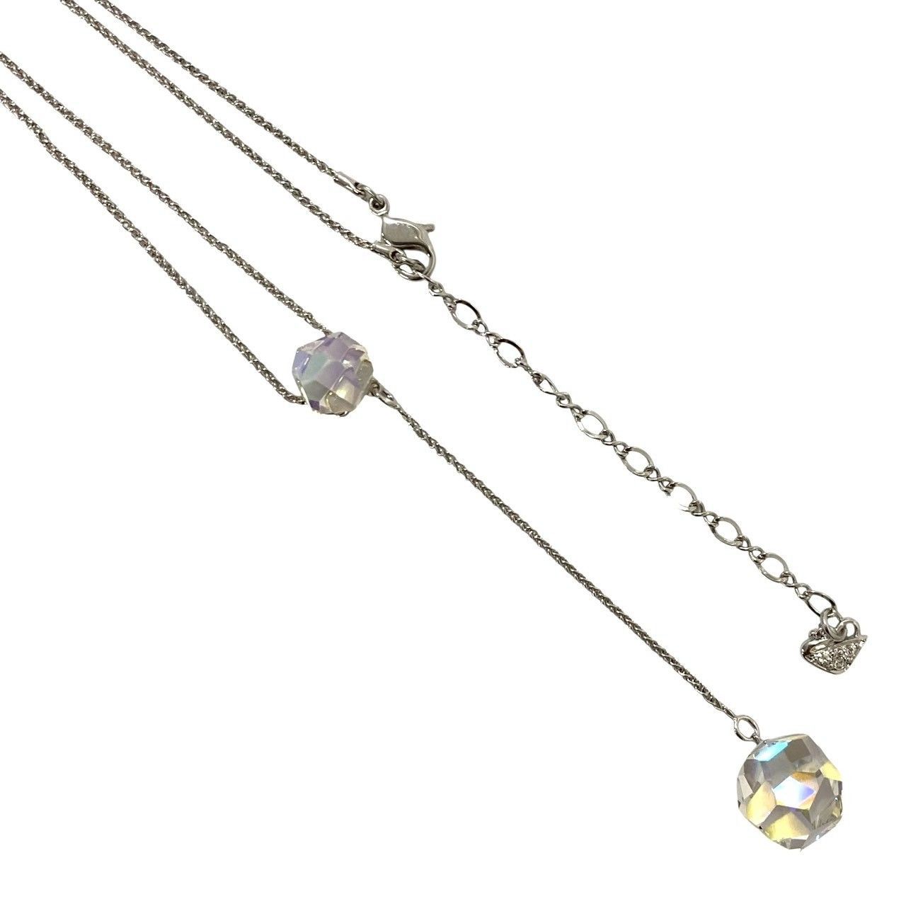 M【SWAROVSKI】 ネックレス クリスタル シルバーカラー 多面カット型