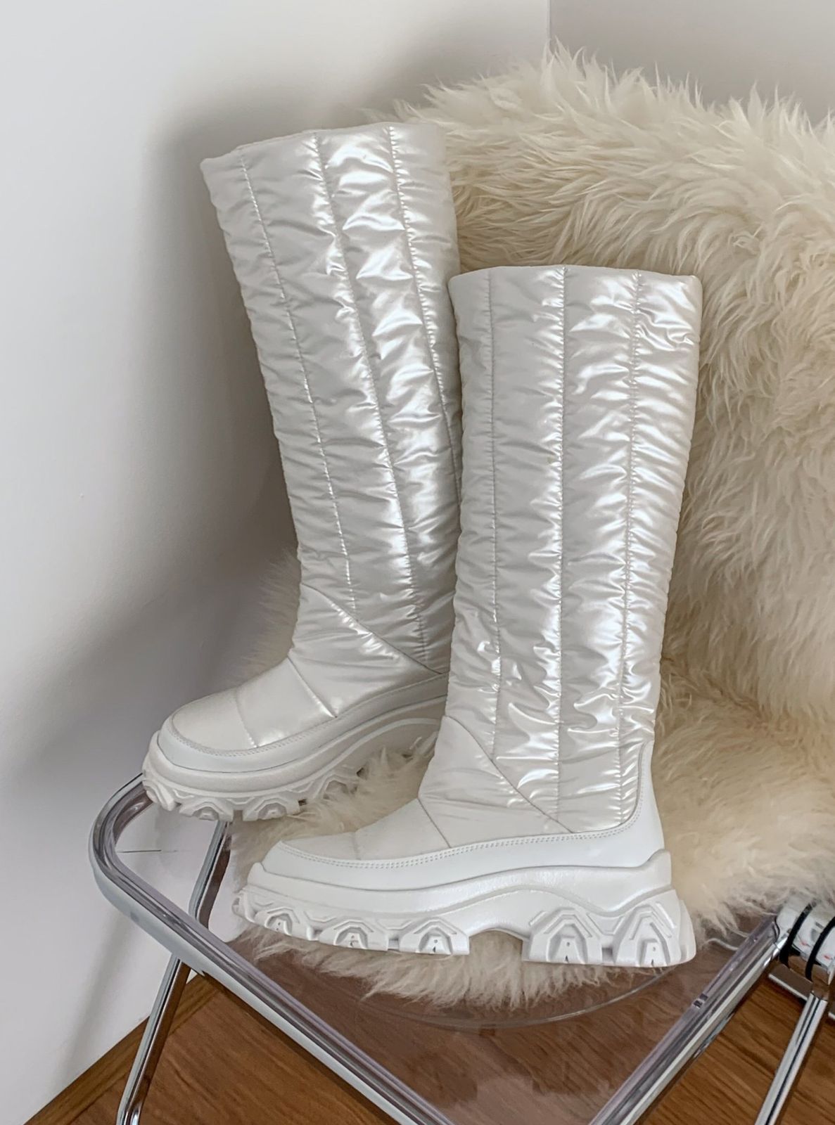 ロング クッション ダウン 光沢 シャイン アウトショール ユニークシャーリング UGG -3083