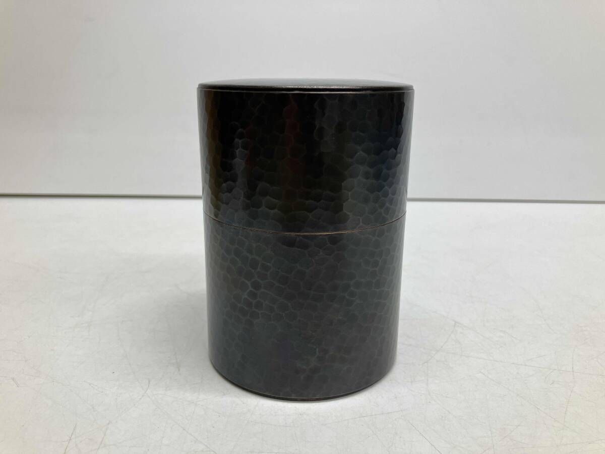 玉川堂　鎚起銅器　鋲打茶筒　茶器 玉川堂 銅製 茶筒 小 鎚起銅器 鋲打 used 工芸品 お茶 抹茶 携帯用
