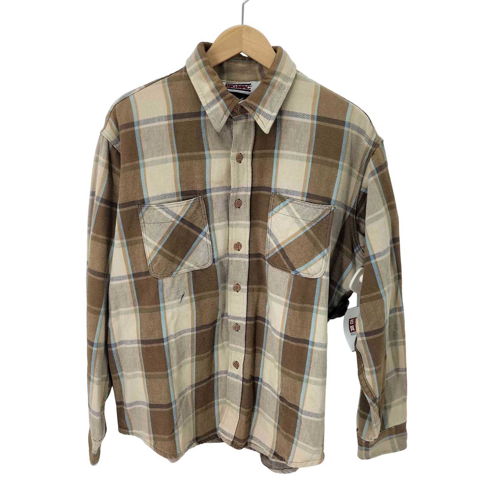 ビッグマック BIG MAC 80s USA製 コットンネルシャツ メンズ import：L