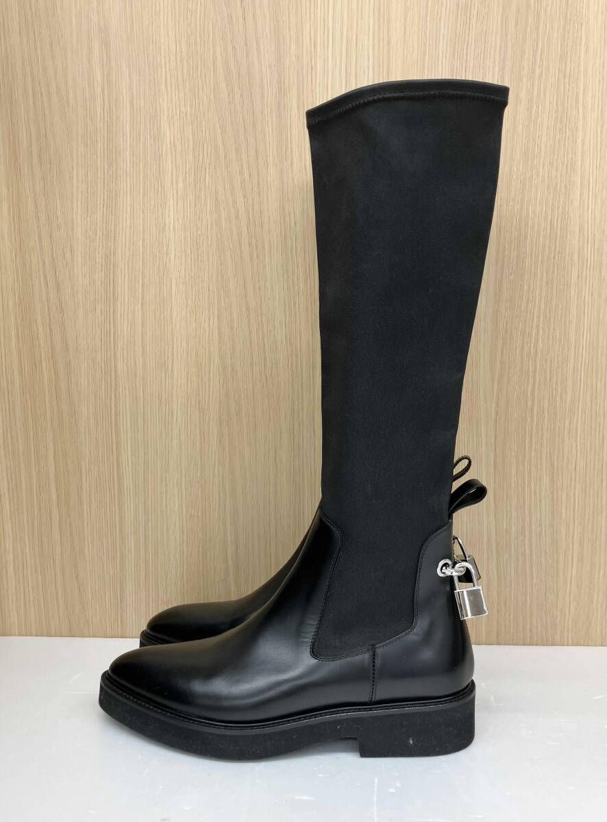Christopher Kane クリストファー ケイン サイドゴアブーツ ロングブーツ 南京錠付き MADE IN ITALY サイズ40 約25.5 cm ブラック 通年