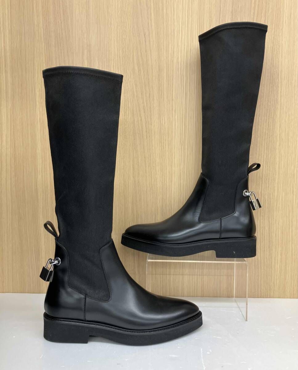  Christopher Kane クリストファー ケイン サイドゴアブーツ ロングブーツ 南京錠付き MADE IN ITALY サイズ40 約25.5 cm ブラック 通年 ロングブーツ ブーツ