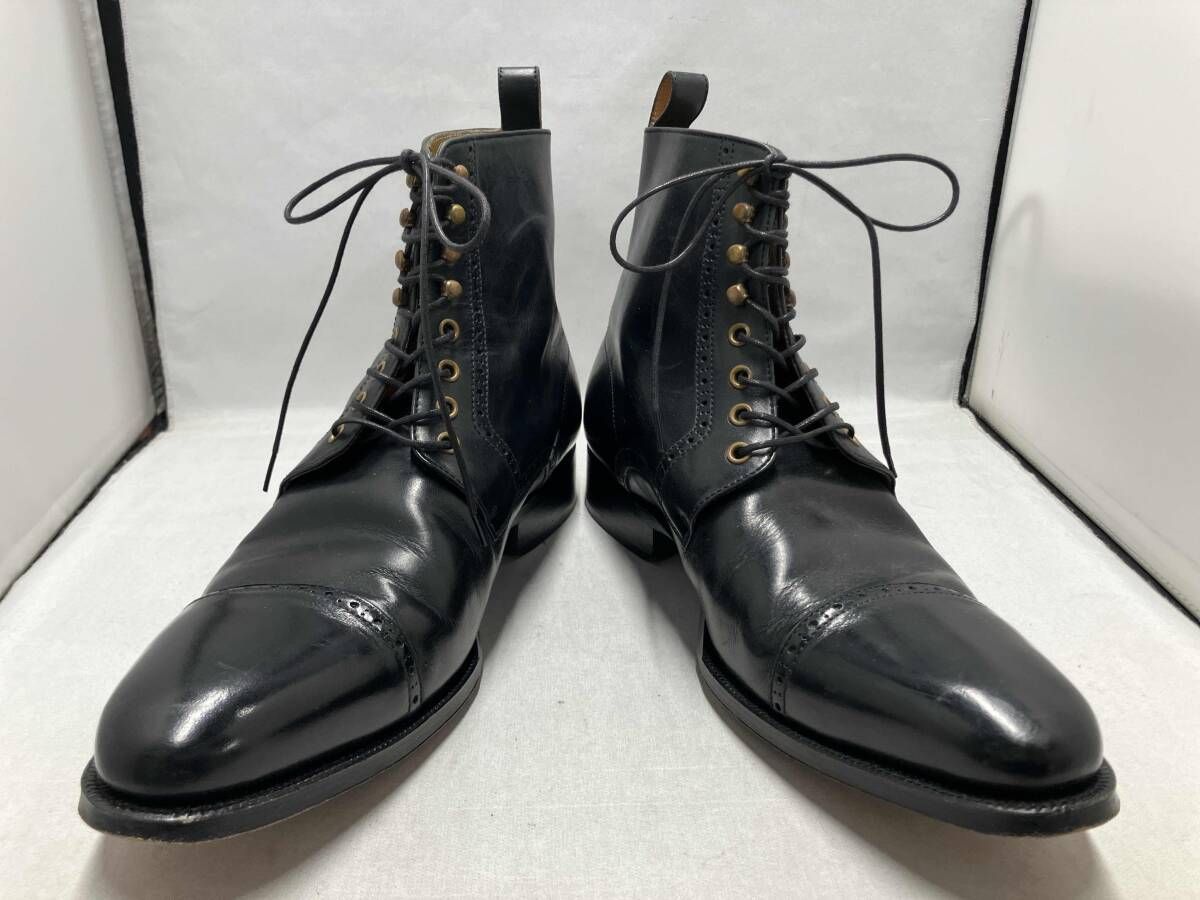 -MURPHY ジョンストンアンドマーフィー ブーツ 7 AVS-LF 81 ストレートチップ 外羽根 レースアップ ブラック サイズ8.5 26.5相当