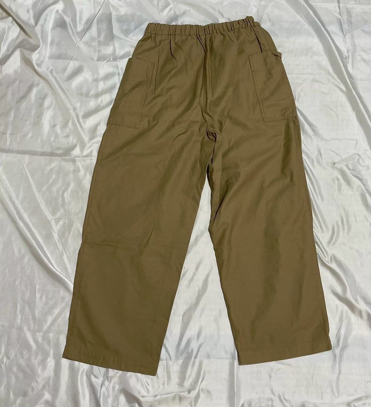 Y ビアズリー ポケットパンツ ワイドパンツ ベージュ 綿100 F ウエストゴム