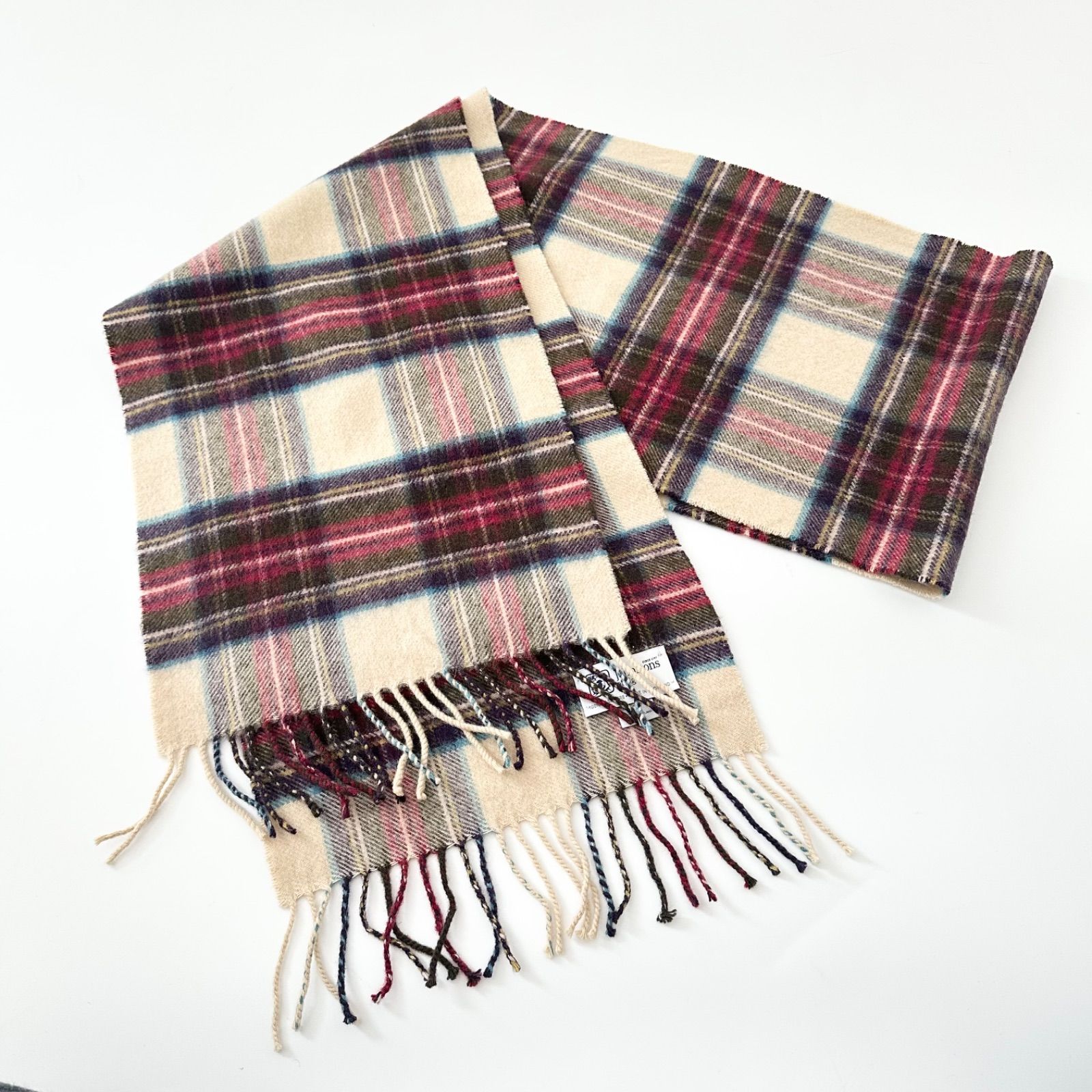 Johnstons of Elgin スコットランド製 カシミヤ100% マフラー チェック