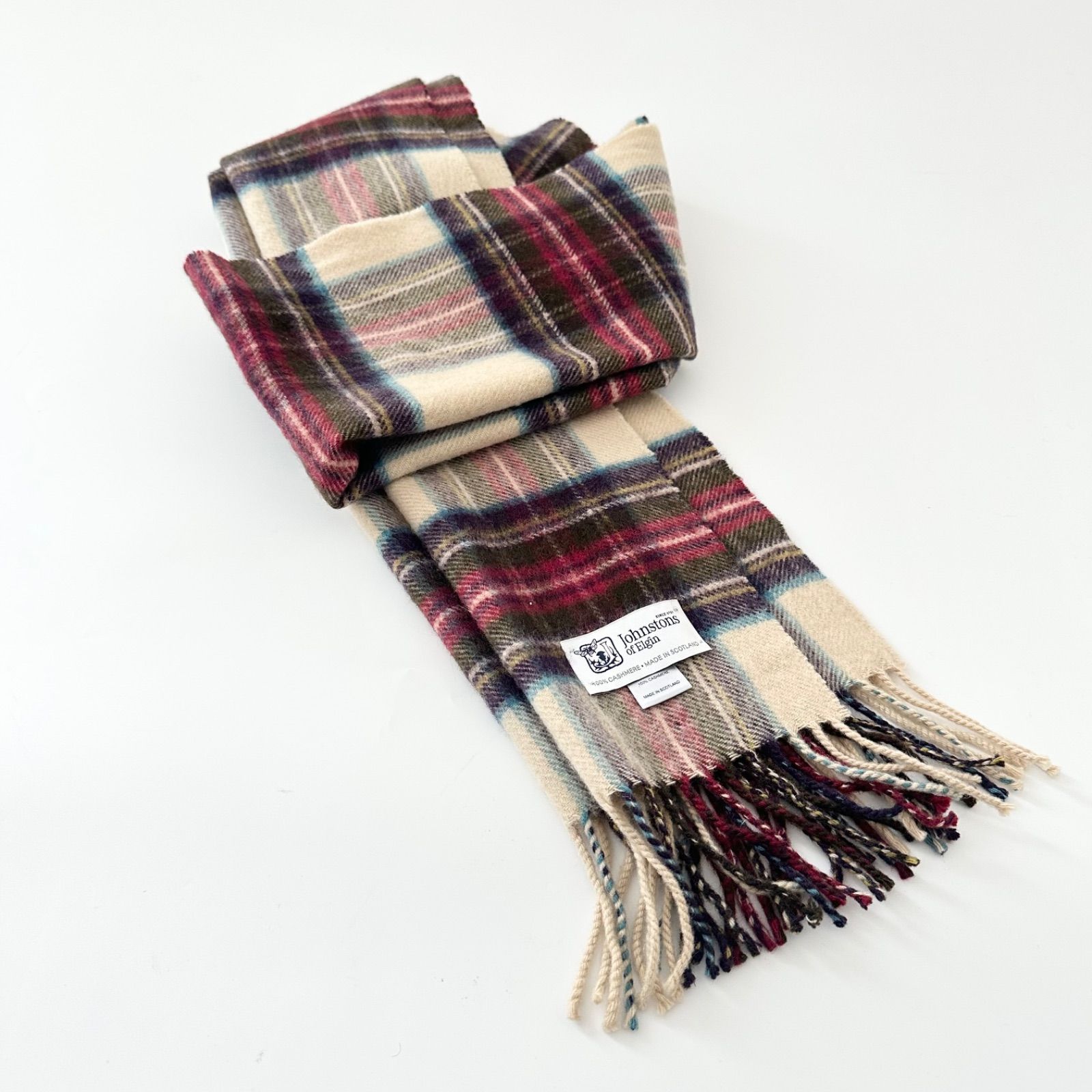 Johnstons of Elgin スコットランド製 カシミヤ100% マフラー チェック