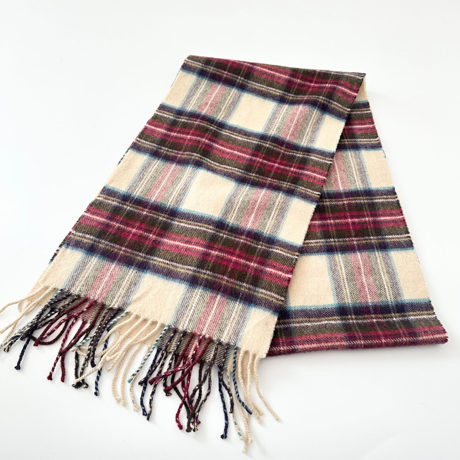 スコットランド製 Johnstons of Elgin カシミア100%マフラー Johnstons of Elgin スコットランド製 カシミヤ100% マフラー チェック