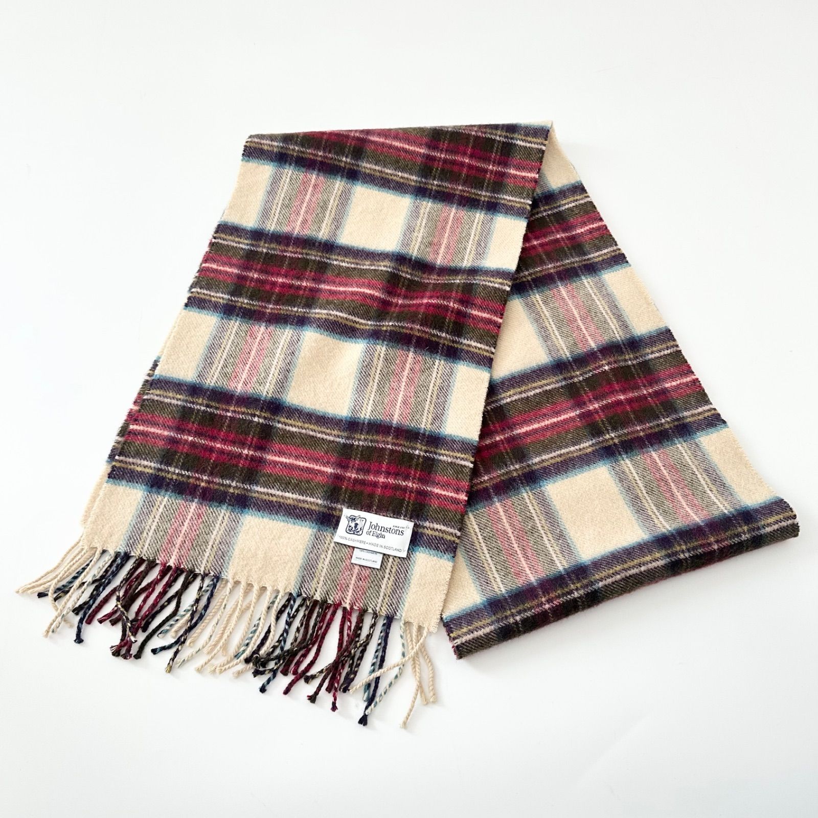 Johnstons of Elgin スコットランド製 カシミヤ100% マフラー チェック