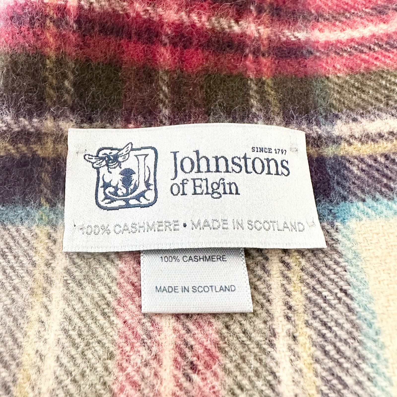 Johnstons of Elgin スコットランド製 カシミヤ100% マフラー チェック