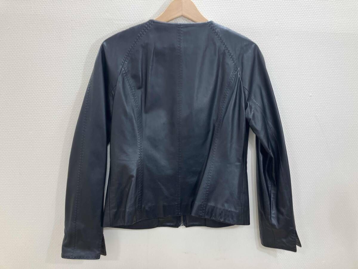 JEAN-LOUIS SCHERRER レザージャケット 襟なしジャケット 革ジャン 羊革 ジャケット 黒 M 秋