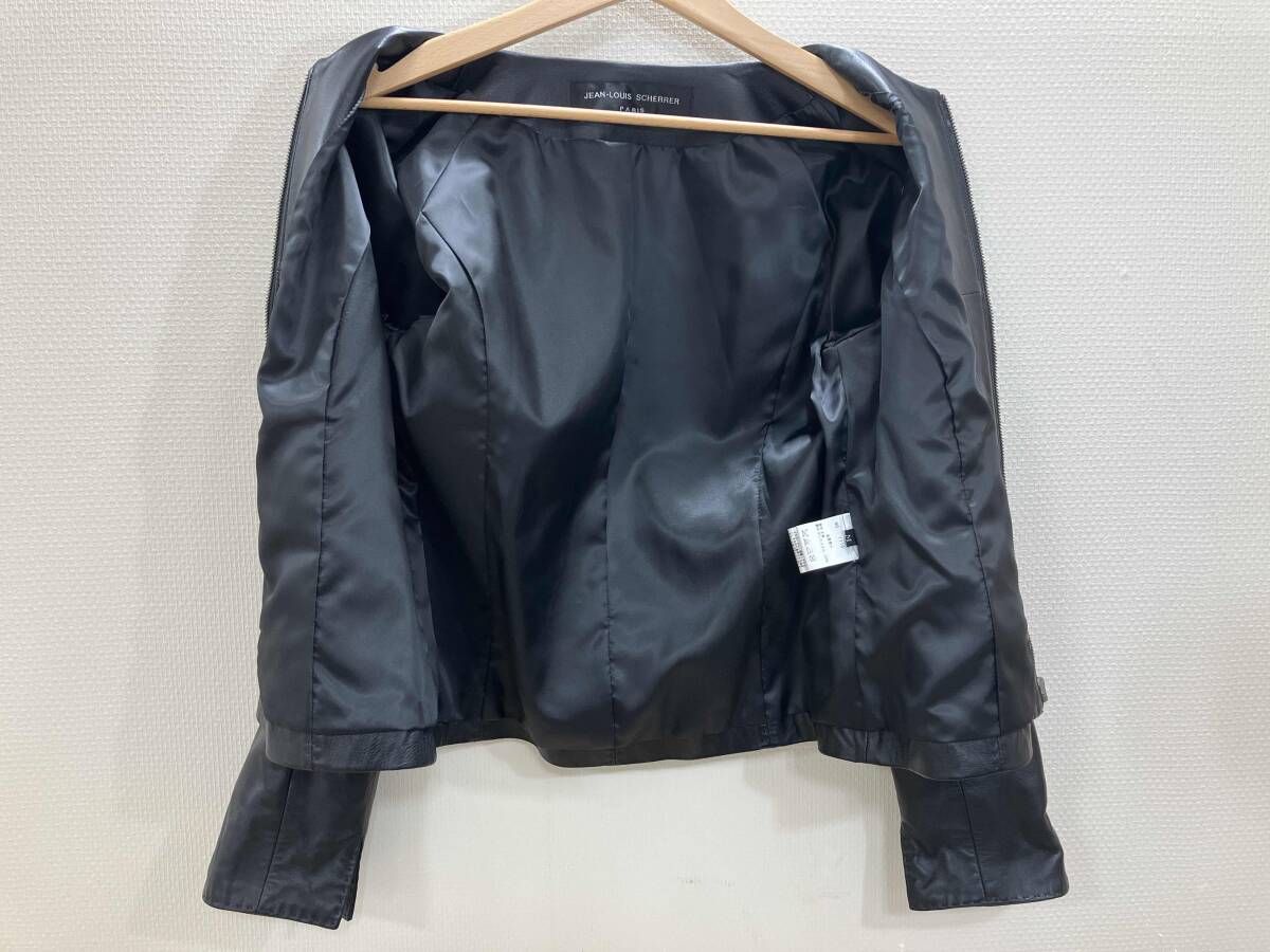 JEAN-LOUIS SCHERRER レザージャケット 襟なしジャケット 革ジャン 羊