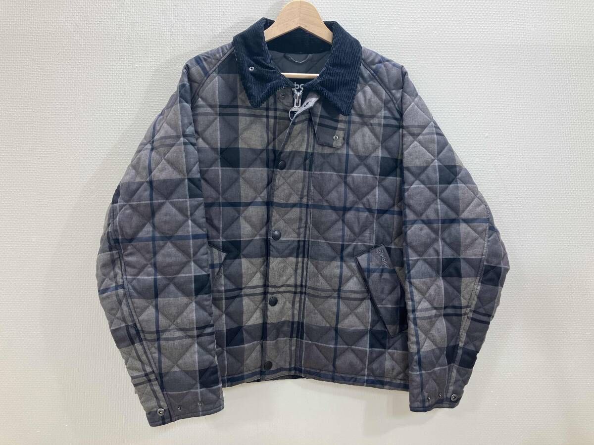 BARBOUR バブアー キルティングジャケット チェック柄キルトジャケット ジップアップジャケット キルトアウター グレー系 38 冬