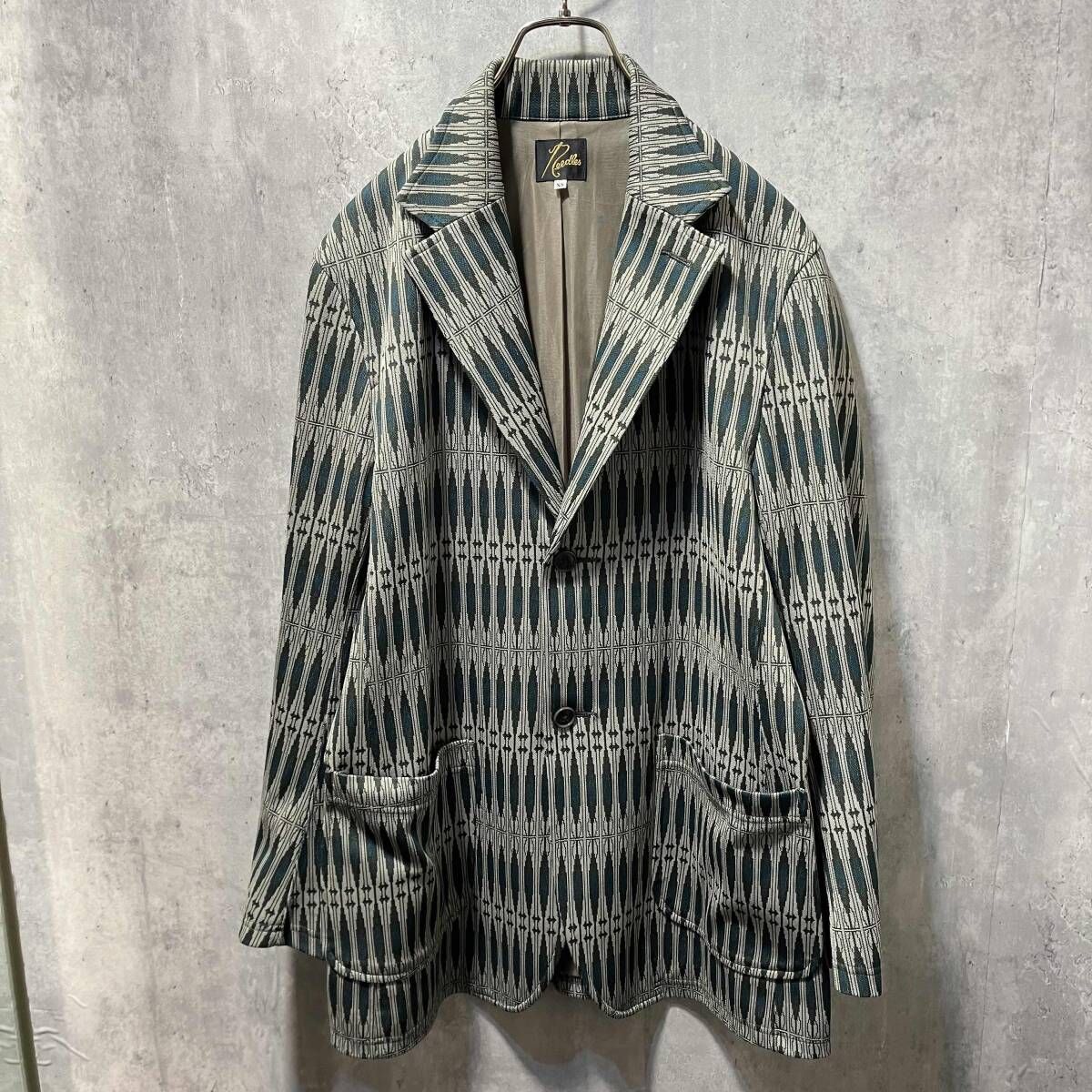 NEEDLES 2 B JACKET POLY JQ テーラードジャケット XSサイズ グリーン HM 238 ニードルス