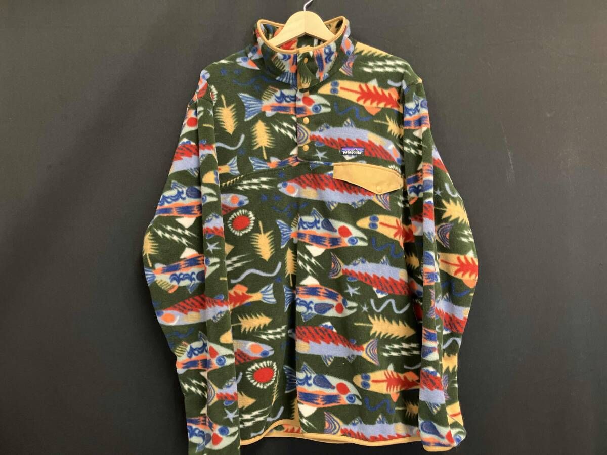 Patagonia パタゴニア M s LW Synch Snap T フリースプルオーバー マルチ 総柄 XL