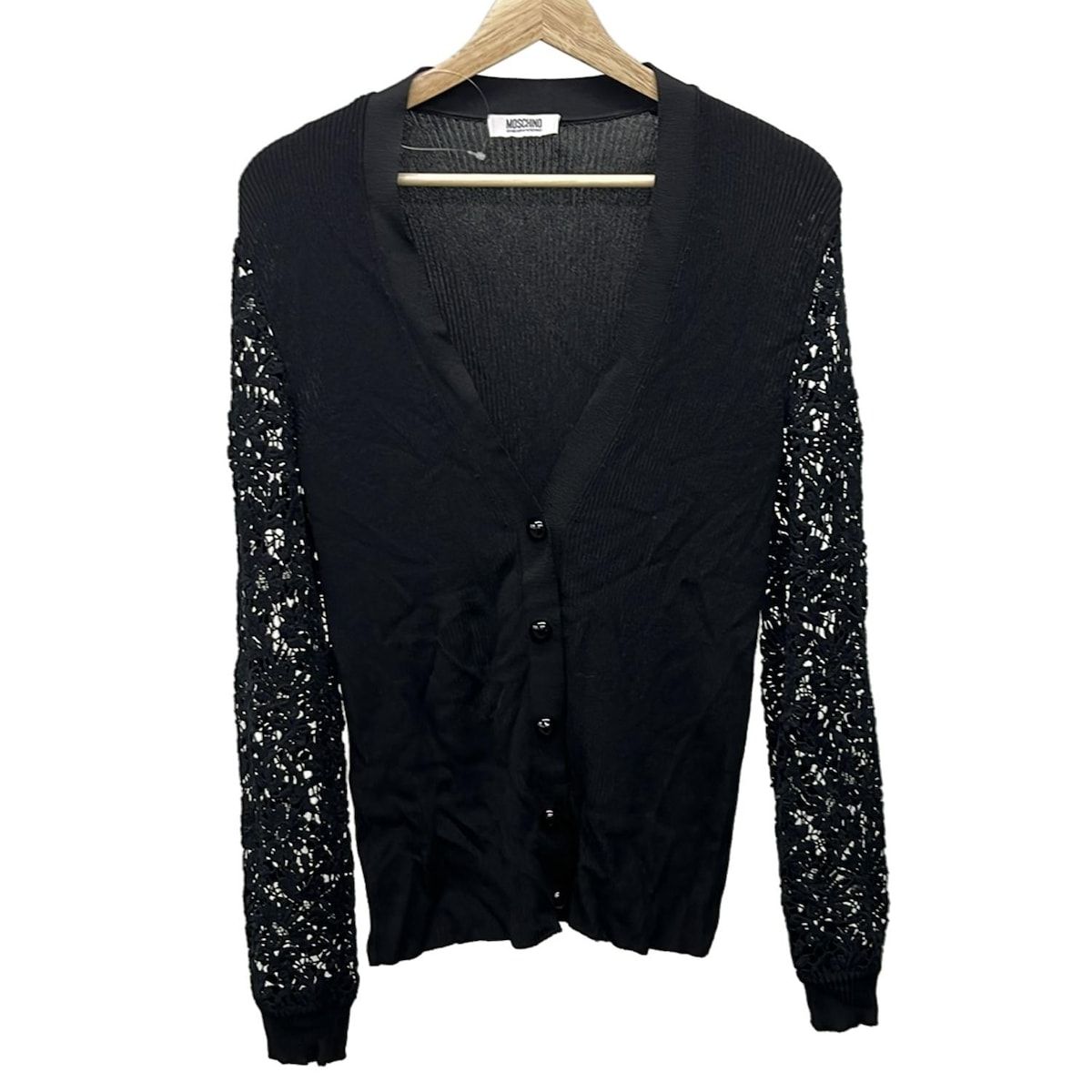 モスキーノ カーディガン サイズ38 S レディース - 黒 長袖 レース フラワー 花