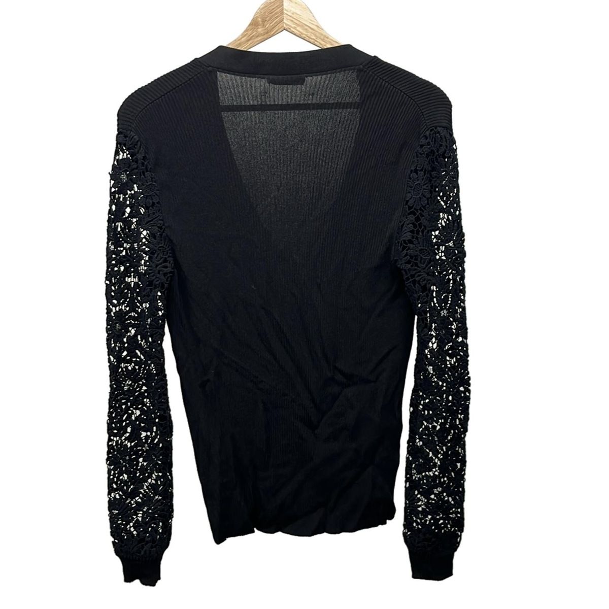 モスキーノ カーディガン サイズ38 S レディース - 黒 長袖 レース フラワー 花