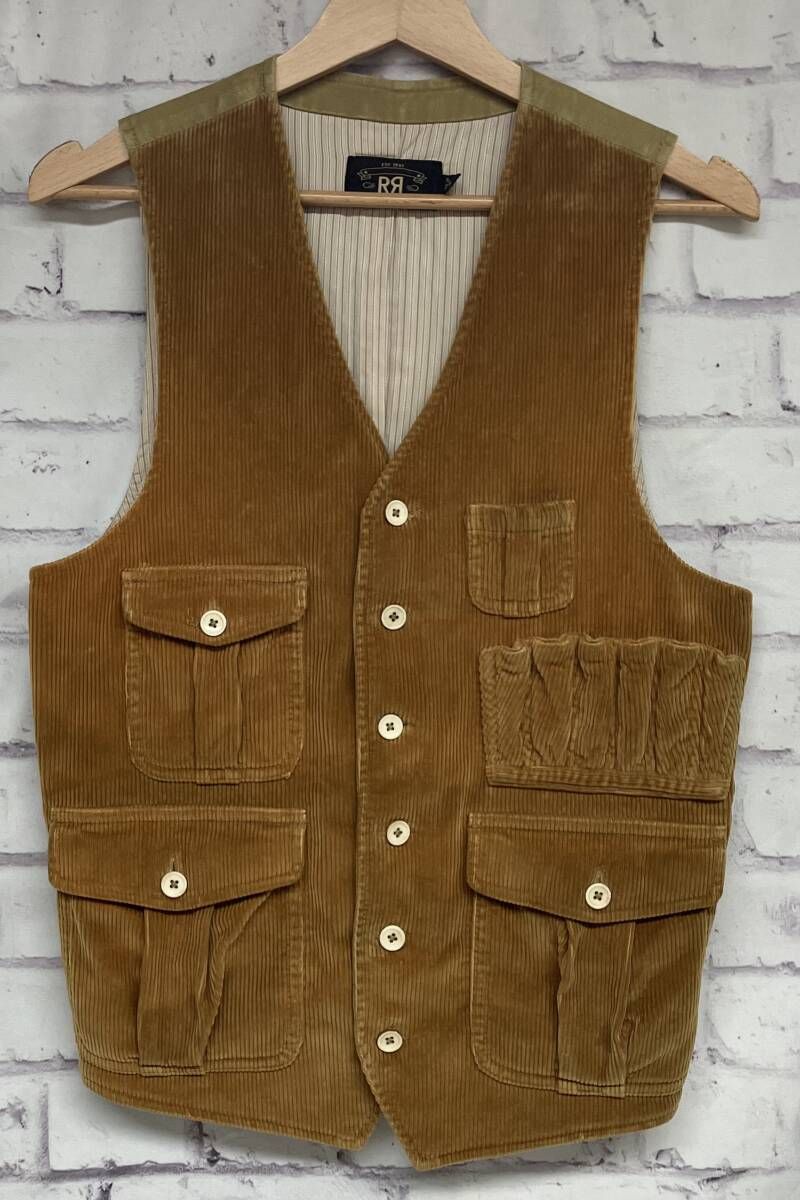RRL ダブルアールエル RALPH LAUREN ラルフローレン ハンティングベスト コーデュロイ コットン XS アメカジ メンズ 秋冬