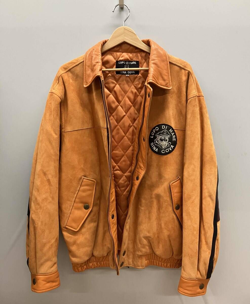 ☆【SINA COVA】シナコバ 羊革 ブルゾン ジャケット エルボパッチ 刺繍