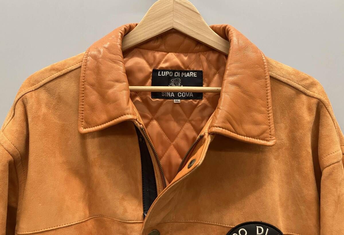 ☆【SINA COVA】シナコバ 羊革 ブルゾン ジャケット エルボパッチ 刺繍