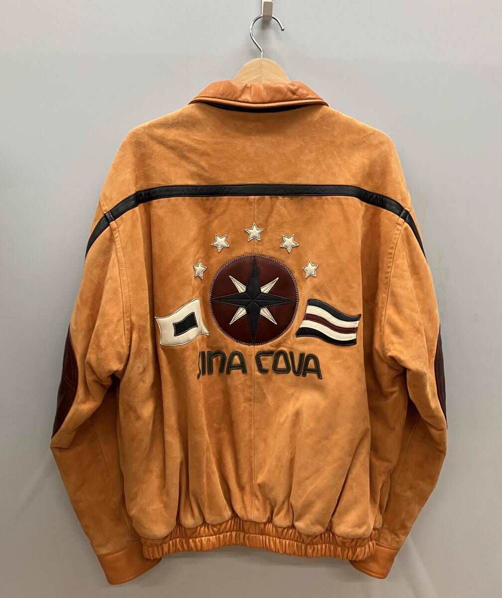 ☆【SINA COVA】シナコバ 羊革 ブルゾン ジャケット エルボパッチ 刺繍